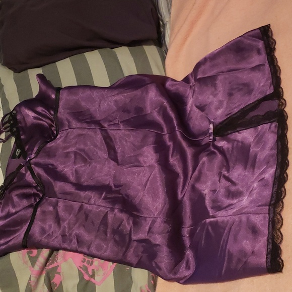 APT9 Lingerie Purple W/ Black Lace Trim Size Medium - Picture 8 of 15